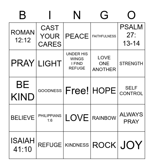 SMALL GROUP BIBLE BINGO Card