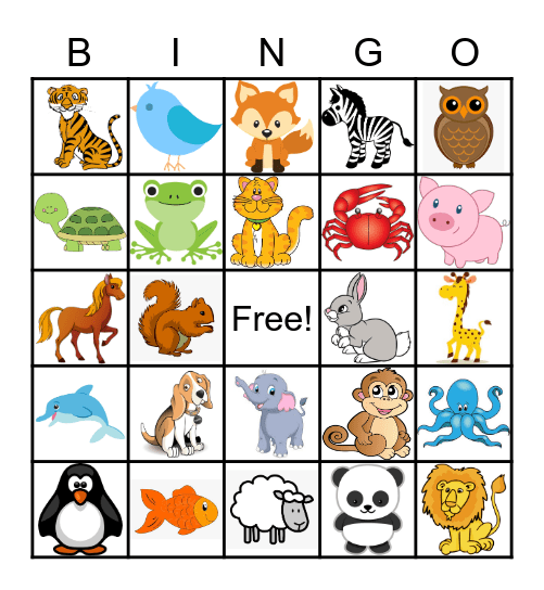 ANIMAL BINGO Card