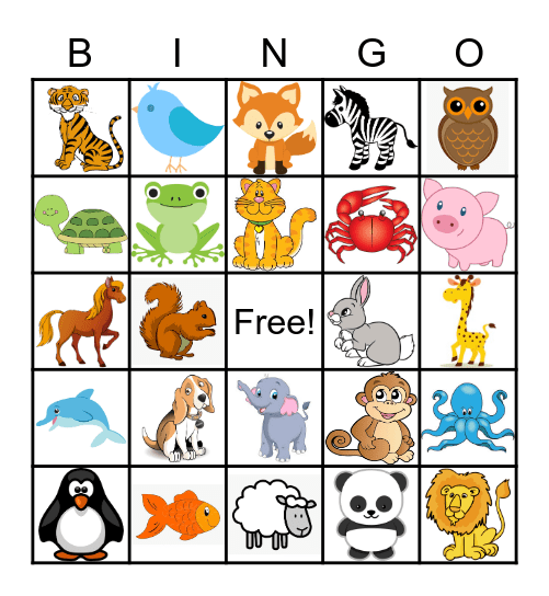 ANIMAL BINGO Card