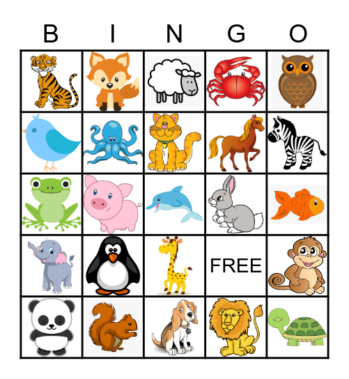 ANIMAL BINGO Card