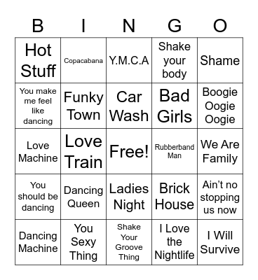 70s Dance Party Bingo Card