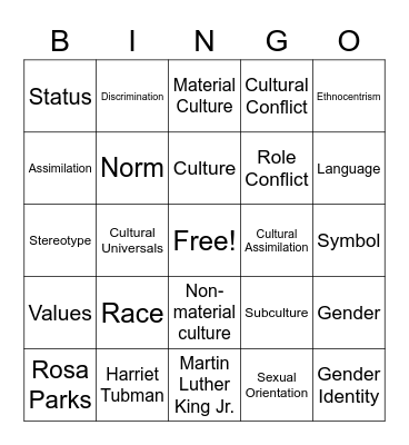 Cultural Trivia Bingo Card