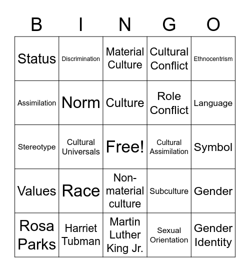 Cultural Trivia Bingo Card