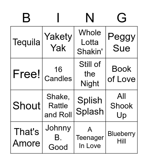 MusicJo Bingo Card