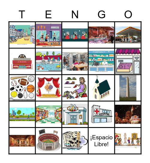 Lugares en la ciudad Bingo Card