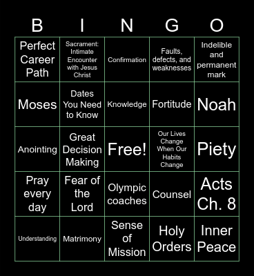 Spark Night Bingo Card