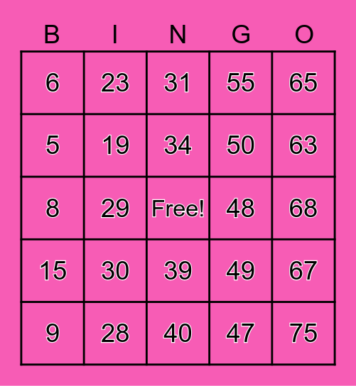 Valentine's Bingo Card