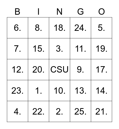 HR FUN UURTJE Bingo Card