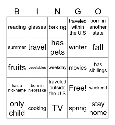 This or That Bingo Card