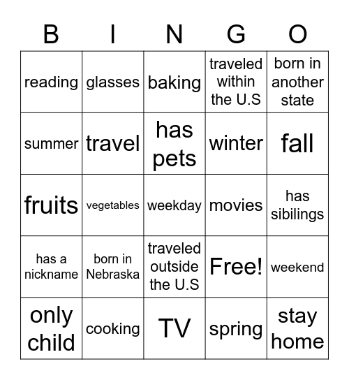 This or That Bingo Card