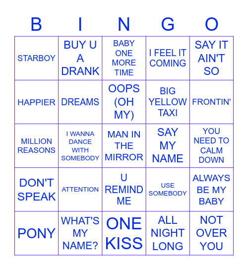 SPOTIFY SINGLE COVERS Bingo Card