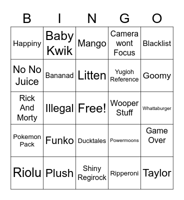 KwikPanik Bingo! Bingo Card