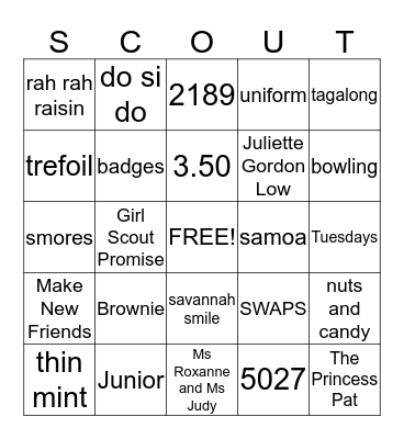 Scout Bingo Card