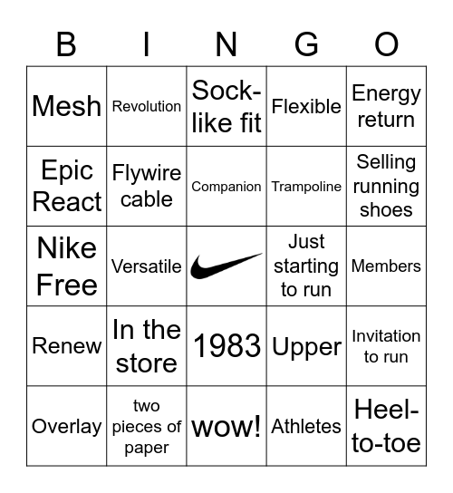 NIKE BINGO Card