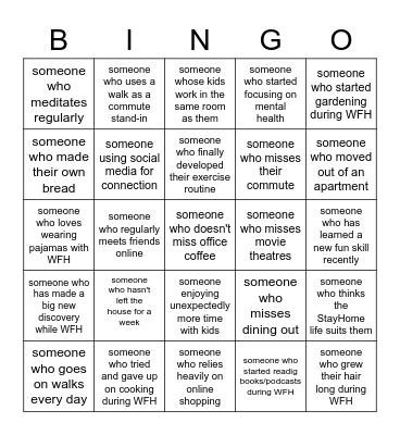 WebXT Womxn WFH Bingo Card