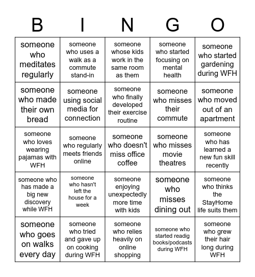 WebXT Womxn WFH Bingo Card