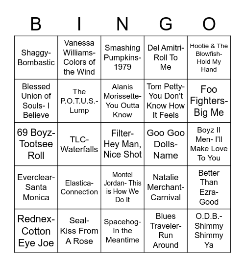 Total-Quiz.com Presents: Radio Bingo Class of 1995 Bingo Card
