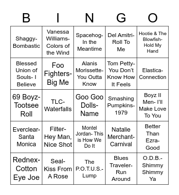 Total-Quiz.com Presents: Radio Bingo Class of 1995 Bingo Card