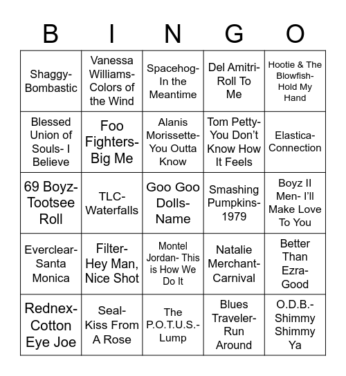 Total-Quiz.com Presents: Radio Bingo Class of 1995 Bingo Card