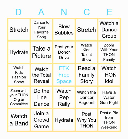 THON Rise and Unify Bingo Card