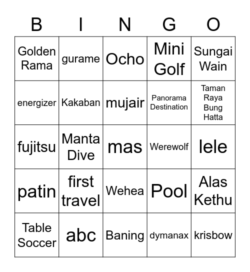 Jongin Bingo Card