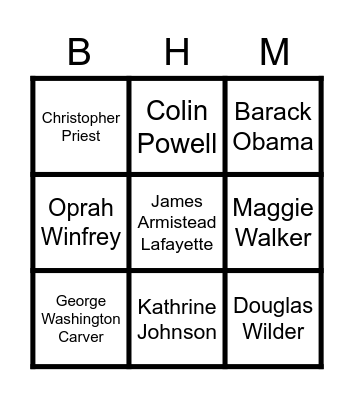 Black History Heroes: Then and Now Bingo Card