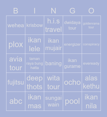 ggggi Bingo Card