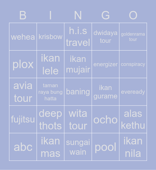 ggggi Bingo Card