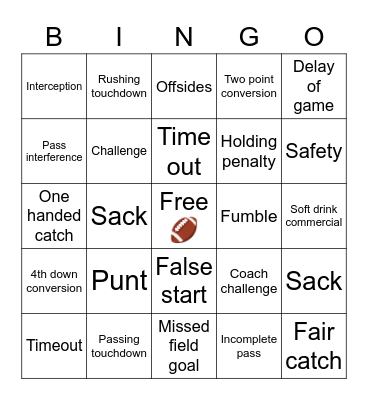 Super Bowl 55 Bingo Card