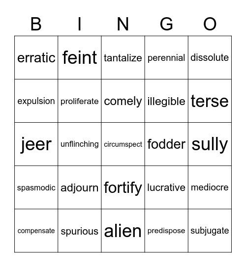 Grade 7 Bingo Card