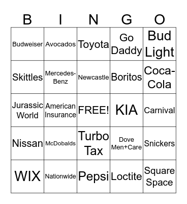 Super Bowl 2015 Bingo Card