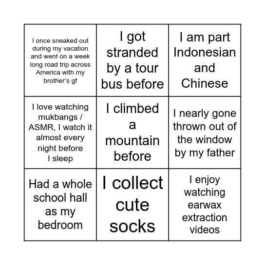 MHC Fun Bingo Card