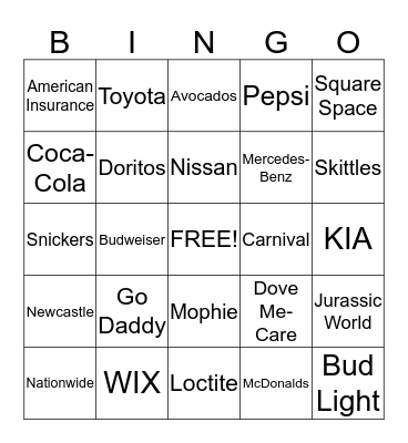 Super Bowl 2015 Bingo Card