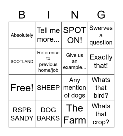 Monday Afternoon Bing... Bingo Card