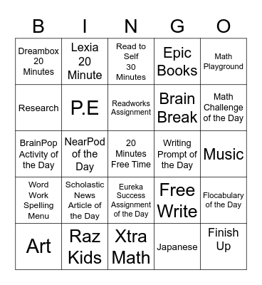 Bingo Card For Monday, January 25th Bingo Card