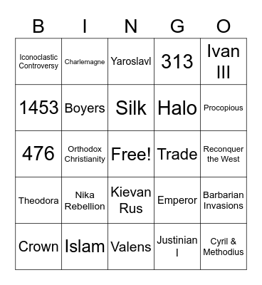BYZANTIUM/RUSSIA REVIEW 2021 Bingo Card