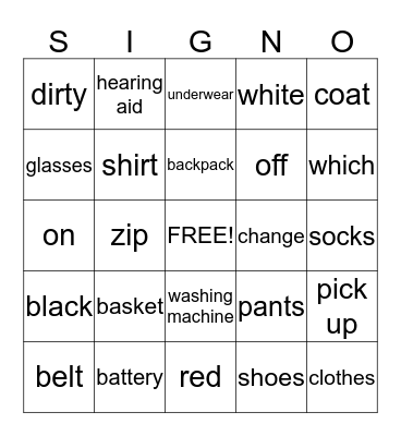 Lesson 8 Bingo Card