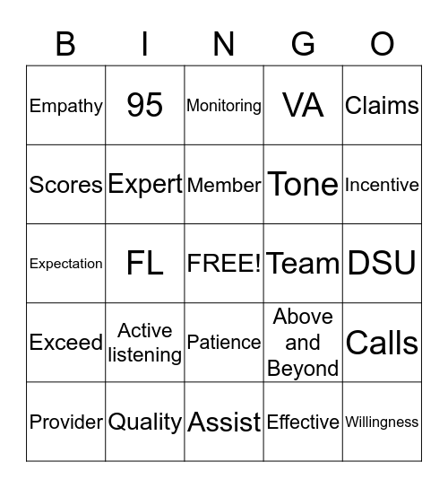 Final Week Bingo Card