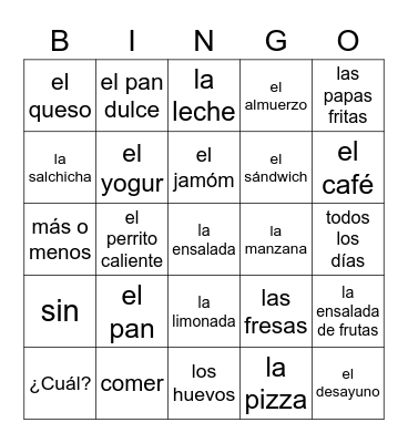 Auténtico 3A Bingo Card