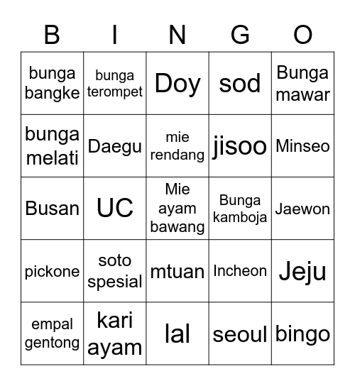 MTUANxEO Bingo Card