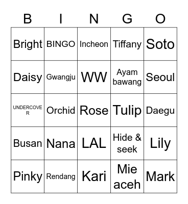 Rosie’s Bingo Card