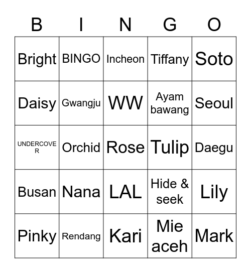Rosie’s Bingo Card