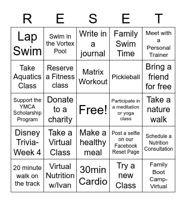 RESET CHALLENGE BINGO Card