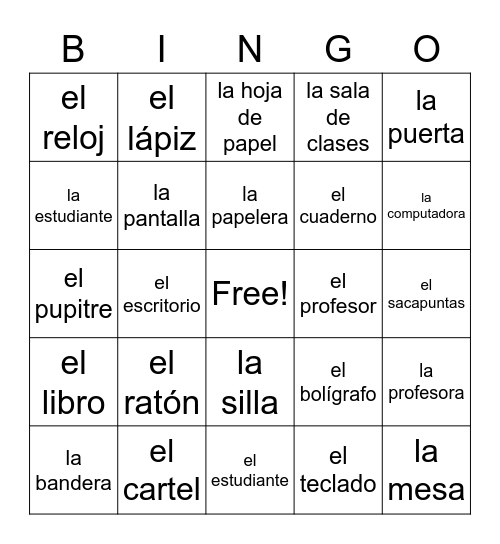 Autentico 1 - 2B Part 1 Bingo Card
