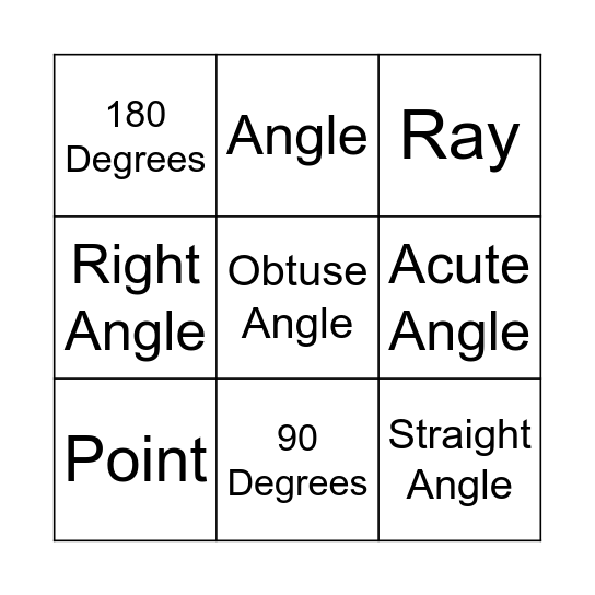 Angle Bingo Card