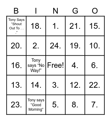 Analog Toys Livestream Bingo Card