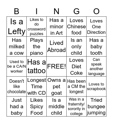 Build A Team Bingo Card