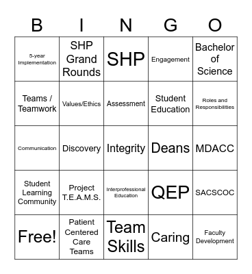 QEP Bingo Ric Bingo Card