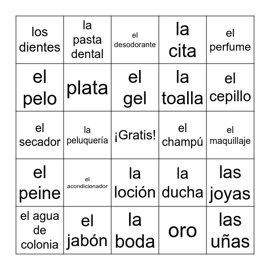 Cosas para mi rutina diaria Bingo Card