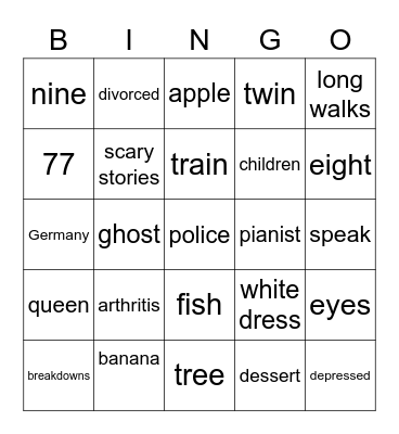 Clara Schumann Bingo Card